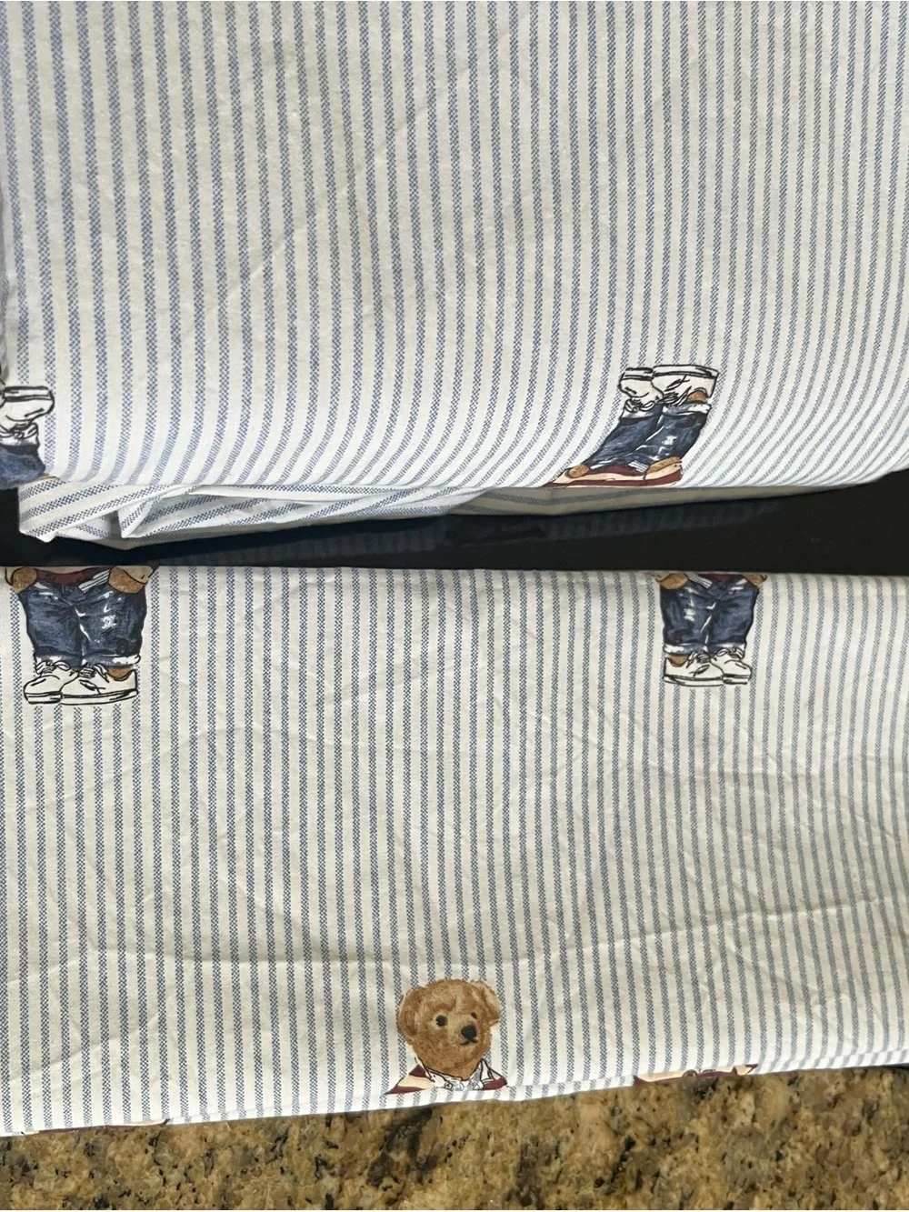 Ralph Lauren Teddy Bear Cotton Twin bedsheet set  in Blue and White
